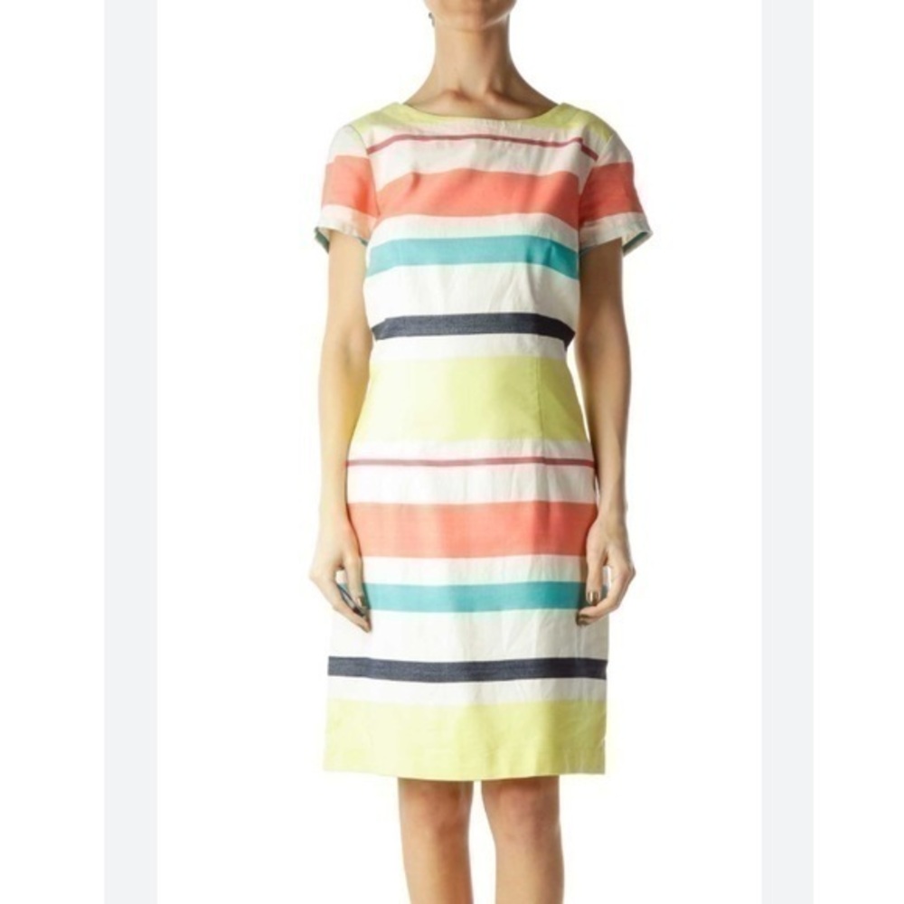NWT Tommy Hilfiger multicolor stripe short sleeve linen dress 14 AD19